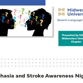 Aphasia and Stroke Awareness Event at the MWU Speech-Language Institute. Presented by NSSLHA Midwestern University Chapter.
