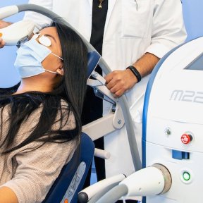 Eye Institute patient receiving intense pulsed light therapy.