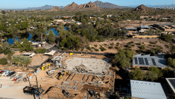 Overhead view of the construction of the new Veterinary Medical Center at the Phoenix Zoo