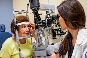 Woman getting her eyes examed