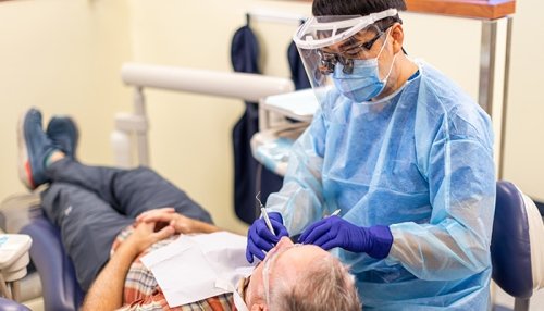 Patient having a dental exam.