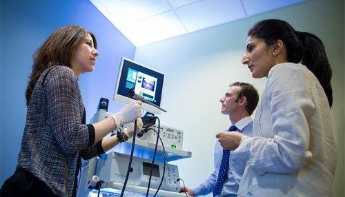 Speech-language pathologist working with a patient.