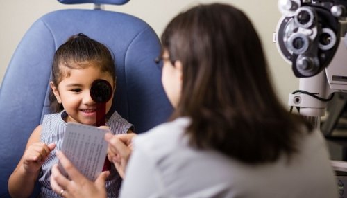 Young girl having an eye examination.