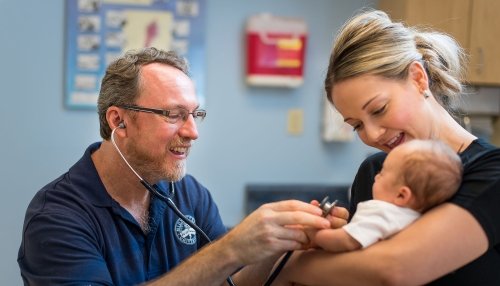 Midwestern Care Clinic with child being cared for